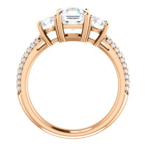 CZ Wedding Set, featuring The Zuleyma engagement ring (Customizable Enhanced 3-stone Asscher Cut Design with Triple Pavé Band) - Image 3