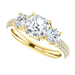 CZ Wedding Set, featuring The Zuleyma engagement ring (Customizable Enhanced 3-stone Asscher Cut Design with Triple Pavé Band) - Image 9