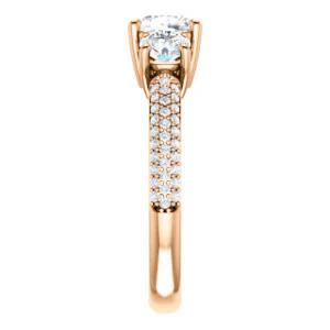 CZ Wedding Set, featuring The Zuleyma engagement ring (Customizable Enhanced 3-stone Cushion Cut Design with Triple Pavé Band) - Image 12
