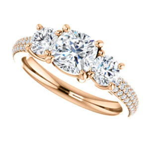 CZ Wedding Set, featuring The Zuleyma engagement ring (Customizable Enhanced 3-stone Cushion Cut Design with Triple Pavé Band) - Image 13