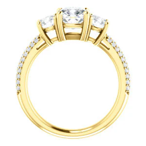 CZ Wedding Set, featuring The Zuleyma engagement ring (Customizable Enhanced 3-stone Cushion Cut Design with Triple Pavé Band) - Image 3