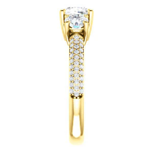 CZ Wedding Set, featuring The Zuleyma engagement ring (Customizable Enhanced 3-stone Cushion Cut Design with Triple Pavé Band) - Image 8