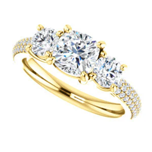 CZ Wedding Set, featuring The Zuleyma engagement ring (Customizable Enhanced 3-stone Cushion Cut Design with Triple Pavé Band) - Image 9