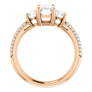 CZ Wedding Set, featuring The Zuleyma engagement ring (Customizable Enhanced 3-stone Emerald Cut Design with Triple Pavé Band) - Image 3