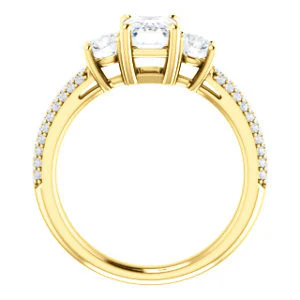 CZ Wedding Set, featuring The Zuleyma engagement ring (Customizable Enhanced 3-stone Emerald Cut Design with Triple Pavé Band) - Image 5