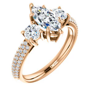 CZ Wedding Set, featuring The Zuleyma engagement ring (Customizable Enhanced 3-stone Marquise Cut Design with Triple Pavé Band) - Image 10