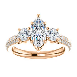 CZ Wedding Set, featuring The Zuleyma engagement ring (Customizable Enhanced 3-stone Marquise Cut Design with Triple Pavé Band) - Image 11