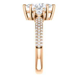 CZ Wedding Set, featuring The Zuleyma engagement ring (Customizable Enhanced 3-stone Marquise Cut Design with Triple Pavé Band) - Image 12