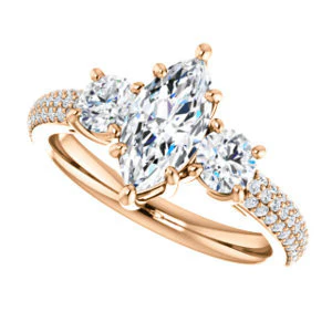CZ Wedding Set, featuring The Zuleyma engagement ring (Customizable Enhanced 3-stone Marquise Cut Design with Triple Pavé Band) - Image 13