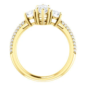 CZ Wedding Set, featuring The Zuleyma engagement ring (Customizable Enhanced 3-stone Marquise Cut Design with Triple Pavé Band) - Image 3