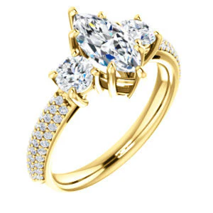 CZ Wedding Set, featuring The Zuleyma engagement ring (Customizable Enhanced 3-stone Marquise Cut Design with Triple Pavé Band) - Image 6