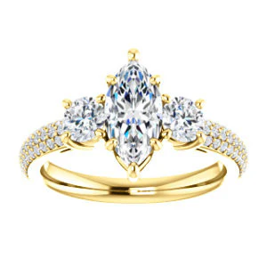 CZ Wedding Set, featuring The Zuleyma engagement ring (Customizable Enhanced 3-stone Marquise Cut Design with Triple Pavé Band) - Image 7