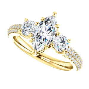 CZ Wedding Set, featuring The Zuleyma engagement ring (Customizable Enhanced 3-stone Marquise Cut Design with Triple Pavé Band) - Image 9