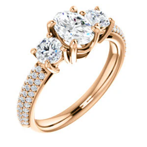 CZ Wedding Set, featuring The Zuleyma engagement ring (Customizable Enhanced 3-stone Oval Cut Design with Triple Pavé Band) - Image 10