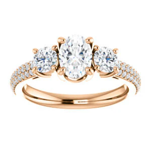 CZ Wedding Set, featuring The Zuleyma engagement ring (Customizable Enhanced 3-stone Oval Cut Design with Triple Pavé Band) - Image 11