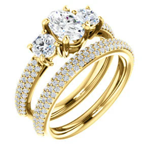 CZ Wedding Set, featuring The Zuleyma engagement ring (Customizable Enhanced 3-stone Oval Cut Design with Triple Pavé Band) - Image 4
