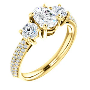 CZ Wedding Set, featuring The Zuleyma engagement ring (Customizable Enhanced 3-stone Oval Cut Design with Triple Pavé Band) - Image 6