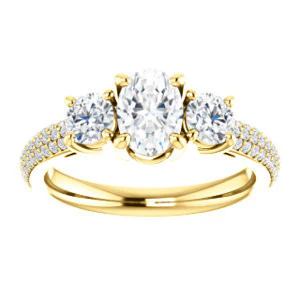 CZ Wedding Set, featuring The Zuleyma engagement ring (Customizable Enhanced 3-stone Oval Cut Design with Triple Pavé Band) - Image 7