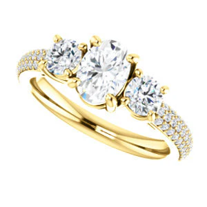 CZ Wedding Set, featuring The Zuleyma engagement ring (Customizable Enhanced 3-stone Oval Cut Design with Triple Pavé Band) - Image 9