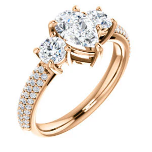 CZ Wedding Set, featuring The Zuleyma engagement ring (Customizable Enhanced 3-stone Pear Cut Design with Triple Pavé Band) - Image 10
