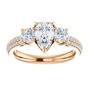 CZ Wedding Set, featuring The Zuleyma engagement ring (Customizable Enhanced 3-stone Pear Cut Design with Triple Pavé Band) - Image 11