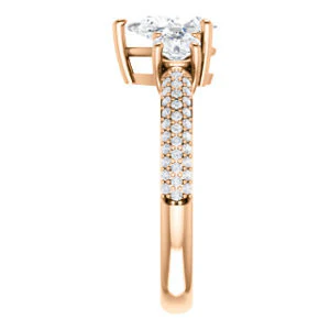 CZ Wedding Set, featuring The Zuleyma engagement ring (Customizable Enhanced 3-stone Pear Cut Design with Triple Pavé Band) - Image 12