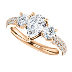 CZ Wedding Set, featuring The Zuleyma engagement ring (Customizable Enhanced 3-stone Pear Cut Design with Triple Pavé Band) - Image 13