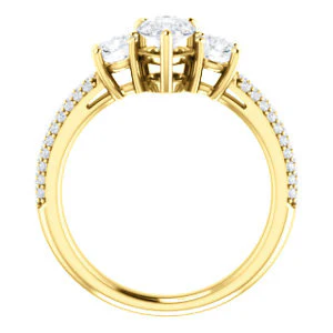 CZ Wedding Set, featuring The Zuleyma engagement ring (Customizable Enhanced 3-stone Pear Cut Design with Triple Pavé Band) - Image 3