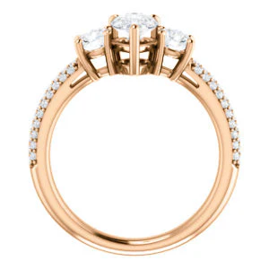 CZ Wedding Set, featuring The Zuleyma engagement ring (Customizable Enhanced 3-stone Pear Cut Design with Triple Pavé Band) - Image 5