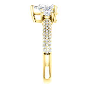 CZ Wedding Set, featuring The Zuleyma engagement ring (Customizable Enhanced 3-stone Pear Cut Design with Triple Pavé Band) - Image 8