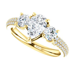 CZ Wedding Set, featuring The Zuleyma engagement ring (Customizable Enhanced 3-stone Pear Cut Design with Triple Pavé Band) - Image 9