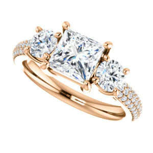CZ Wedding Set, featuring The Zuleyma engagement ring (Customizable Enhanced 3-stone Princess Cut Design with Triple Pavé Band) - Image 13