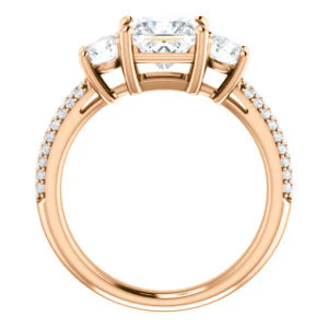 CZ Wedding Set, featuring The Zuleyma engagement ring (Customizable Enhanced 3-stone Princess Cut Design with Triple Pavé Band) - Image 3