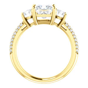 CZ Wedding Set, featuring The Zuleyma engagement ring (Customizable Enhanced 3-stone Princess Cut Design with Triple Pavé Band) - Image 5