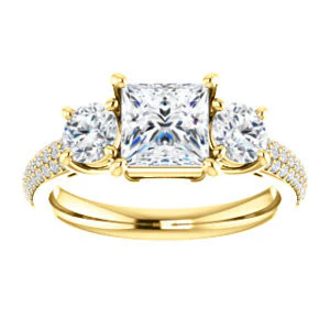 CZ Wedding Set, featuring The Zuleyma engagement ring (Customizable Enhanced 3-stone Princess Cut Design with Triple Pavé Band) - Image 7