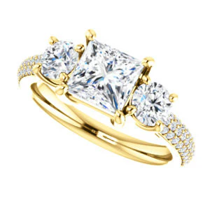 CZ Wedding Set, featuring The Zuleyma engagement ring (Customizable Enhanced 3-stone Princess Cut Design with Triple Pavé Band) - Image 9
