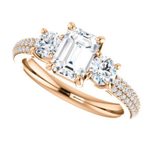 CZ Wedding Set, featuring The Zuleyma engagement ring (Customizable Enhanced 3-stone Radiant Cut Design with Triple Pavé Band) - Image 13