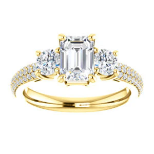 CZ Wedding Set, featuring The Zuleyma engagement ring (Customizable Enhanced 3-stone Radiant Cut Design with Triple Pavé Band) - Image 7