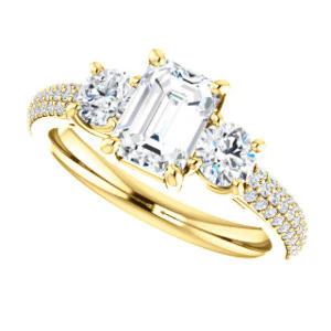 CZ Wedding Set, featuring The Zuleyma engagement ring (Customizable Enhanced 3-stone Radiant Cut Design with Triple Pavé Band) - Image 9