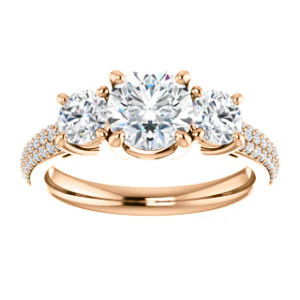 CZ Wedding Set, featuring The Zuleyma engagement ring (Customizable Enhanced 3-stone Round Cut Design with Triple Pavé Band) - Image 11