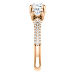 CZ Wedding Set, featuring The Zuleyma engagement ring (Customizable Enhanced 3-stone Round Cut Design with Triple Pavé Band) - Image 12