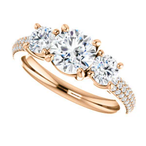 CZ Wedding Set, featuring The Zuleyma engagement ring (Customizable Enhanced 3-stone Round Cut Design with Triple Pavé Band) - Image 13