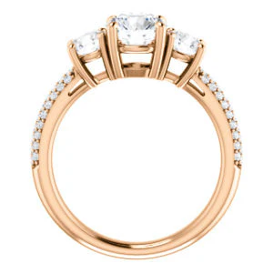 CZ Wedding Set, featuring The Zuleyma engagement ring (Customizable Enhanced 3-stone Round Cut Design with Triple Pavé Band) - Image 3