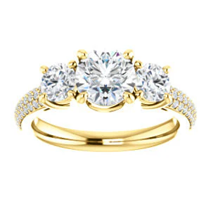 CZ Wedding Set, featuring The Zuleyma engagement ring (Customizable Enhanced 3-stone Round Cut Design with Triple Pavé Band) - Image 7