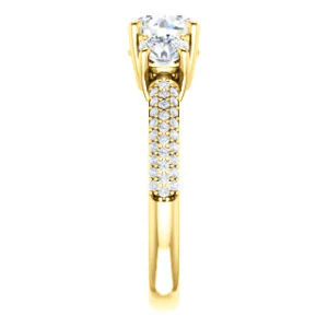 CZ Wedding Set, featuring The Zuleyma engagement ring (Customizable Enhanced 3-stone Round Cut Design with Triple Pavé Band) - Image 8