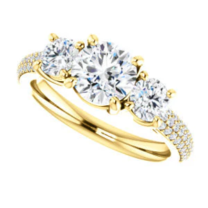 CZ Wedding Set, featuring The Zuleyma engagement ring (Customizable Enhanced 3-stone Round Cut Design with Triple Pavé Band) - Image 9