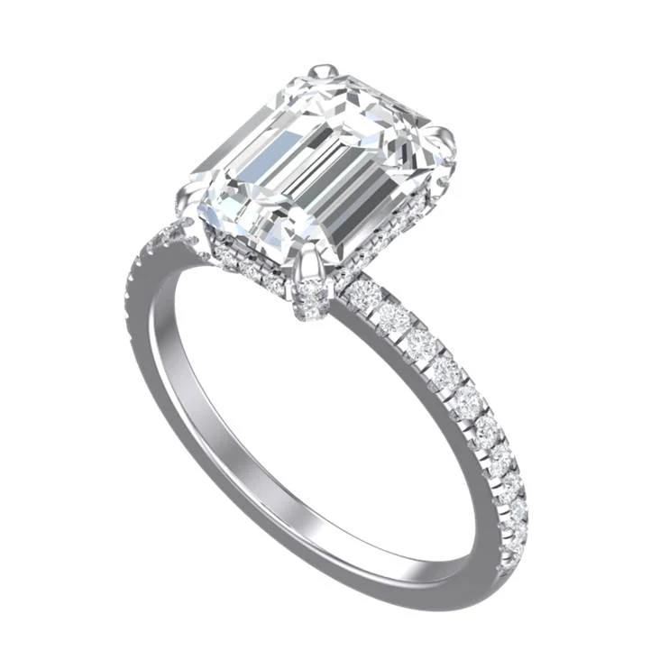 Cubic Zirconia Engagement Ring- The Sparkela (2.0 Carat Radiant Cut with Semi-Eternity Band)