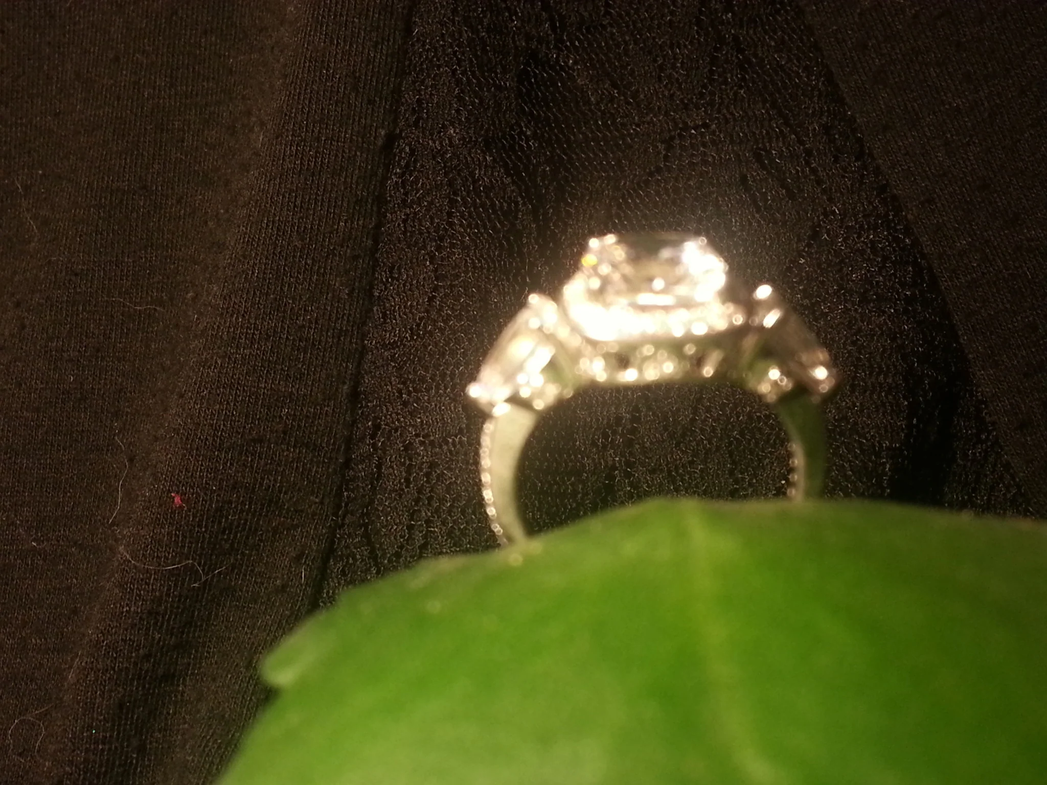Cubic Zirconia Engagement Ring- The Lori Blue (4.14 Carat TCW Cushion Cut Halo with Pear Cut and Pave Accents) - Image 10