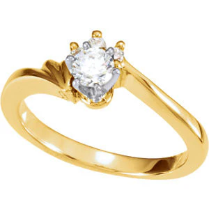 Cubic Zirconia Engagement Ring- The Antonia (Customizable 4-stone Cluster with Scalloped Head Setting) - Image 3