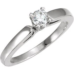 Cubic Zirconia Engagement Ring- The Belinda (Round or Asscher Solitaire with Wide Bowed Band) - Image 3